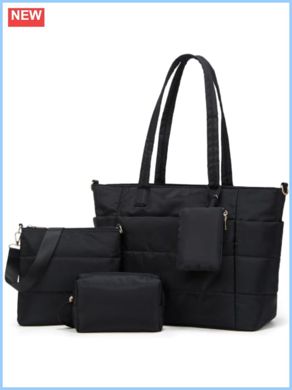 Puffer Tote Bag for Women Lightweight Quilted Travel Gym Work Handbag
